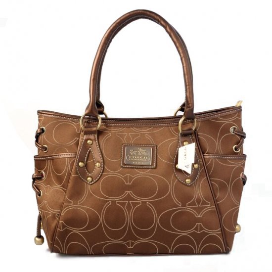 Coach String Logo Signature Medium Brown Totes BTO - Click Image to Close